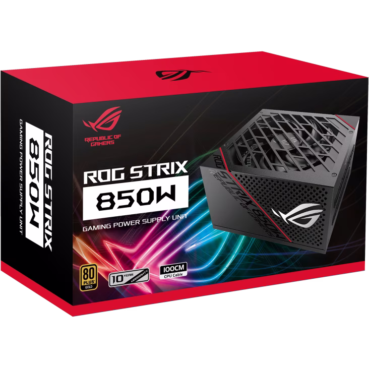 ASUS ROG Strix 850G, 850W PSU, 80 Plus Gold, Frozen Silence, Fully Modular, Dual Ball Fan Bearing, Black | 90YE00A3-B0NA00 thumbnail 5