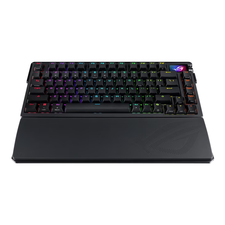 ASUS ROG Azoth Extreme 75% Wireless Gaming Keyboard, Aluminum Chassis, Carbon Fiber Positioning Plate, Adjustable Gasket Mount, Three-Layer Dampening, Color OLED Touchscreen, ROG NX Snow Switches, PBT Keycaps, Black | 90MP03MA-BKCA00 thumbnail 9