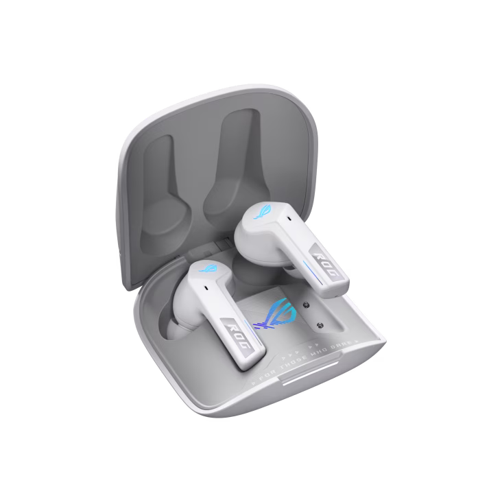 ASUS ROG Cetra True Wireless SpeedNova Bluetooth Gaming Headphone, 2.4 GHz ROG SpeedNova wireless technology, 24-bit 96 kHz audio, Bone-Conduction AI Microphones, Adaptive ANC with Auto mode, 46-hour battery life, White | 90YH03Y0-BTUA10 image