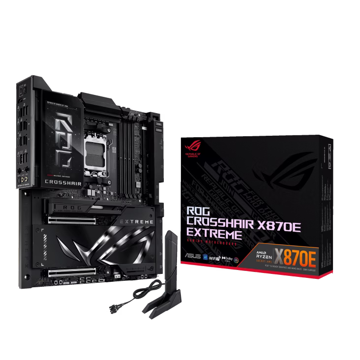 ASUS ROG CROSSHAIR X870E EXTREME AM5 E-ATX Gaming Motherboard, Gen 5, 20+2+2 Power Stages, DDR5, PCIe 5.0, 5x M.2, 5G & 10G LAN, Wi-Fi 7, USB4 Type-C, Full Color 5inch LCD Display, AI Overclocking & Networking | 90MB1LB0-M0EAY0 – Buy Online