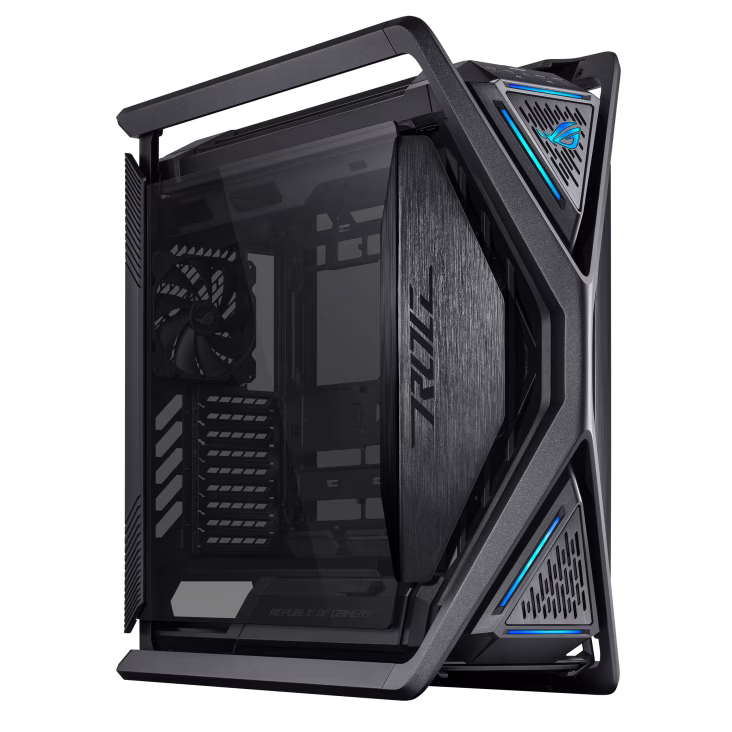 ASUS ROG Hyperion GR701 BTF Edition E-ATX PC Case, Tempered Glass Side Panels, Up to 420mm Dual Radiator, 4x140mm Fans, Metal GPU Holder, Component Storage, ARGB Fan Hub, 60W Fast Charging, Back to Future, Black | 90DC00F0-B39020 thumbnail 2