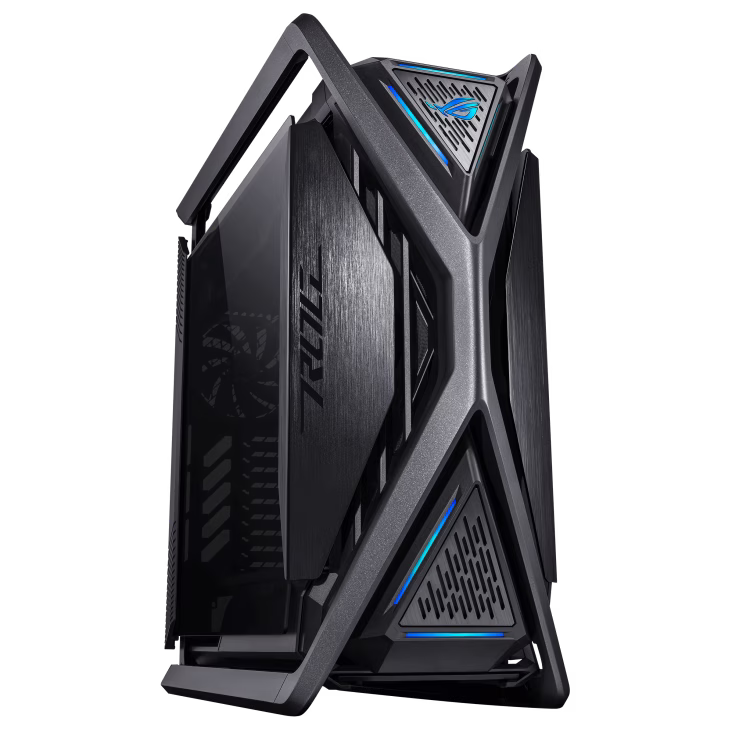 ASUS ROG Hyperion GR701 BTF Edition E-ATX PC Case, Tempered Glass Side Panels, Up to 420mm Dual Radiator, 4x140mm Fans, Metal GPU Holder, Component Storage, ARGB Fan Hub, 60W Fast Charging, Back to Future, Black | 90DC00F0-B39020 – Buy Online