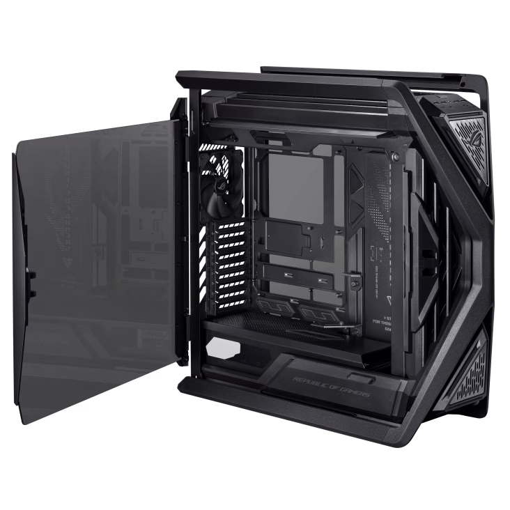 ASUS ROG Hyperion GR701 BTF Edition E-ATX PC Case, Tempered Glass Side Panels, Up to 420mm Dual Radiator, 4x140mm Fans, Metal GPU Holder, Component Storage, ARGB Fan Hub, 60W Fast Charging, Back to Future, Black | 90DC00F0-B39020 thumbnail 7