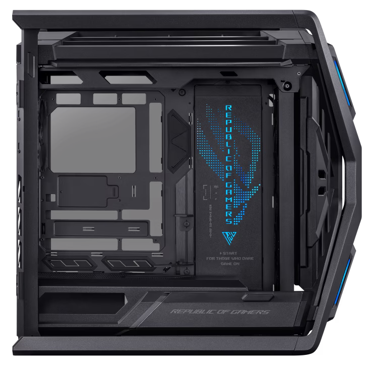 ASUS ROG Hyperion GR701 BTF Edition E-ATX PC Case, Tempered Glass Side Panels, Up to 420mm Dual Radiator, 4x140mm Fans, Metal GPU Holder, Component Storage, ARGB Fan Hub, 60W Fast Charging, Back to Future, Black | 90DC00F0-B39020 thumbnail 6