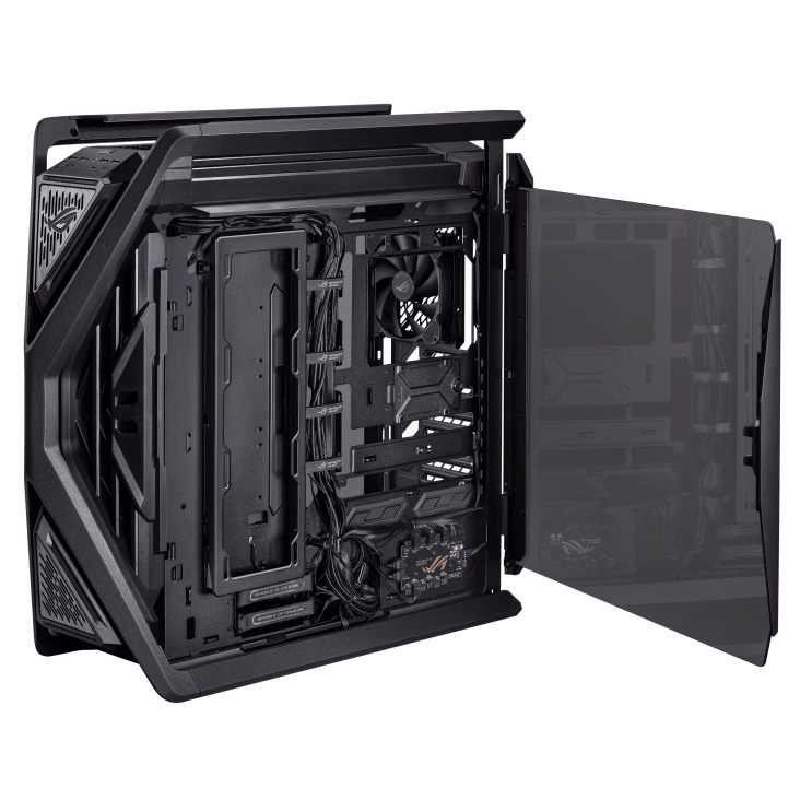 ASUS ROG Hyperion GR701 BTF Edition E-ATX PC Case, Tempered Glass Side Panels, Up to 420mm Dual Radiator, 4x140mm Fans, Metal GPU Holder, Component Storage, ARGB Fan Hub, 60W Fast Charging, Back to Future, Black | 90DC00F0-B39020 thumbnail 14