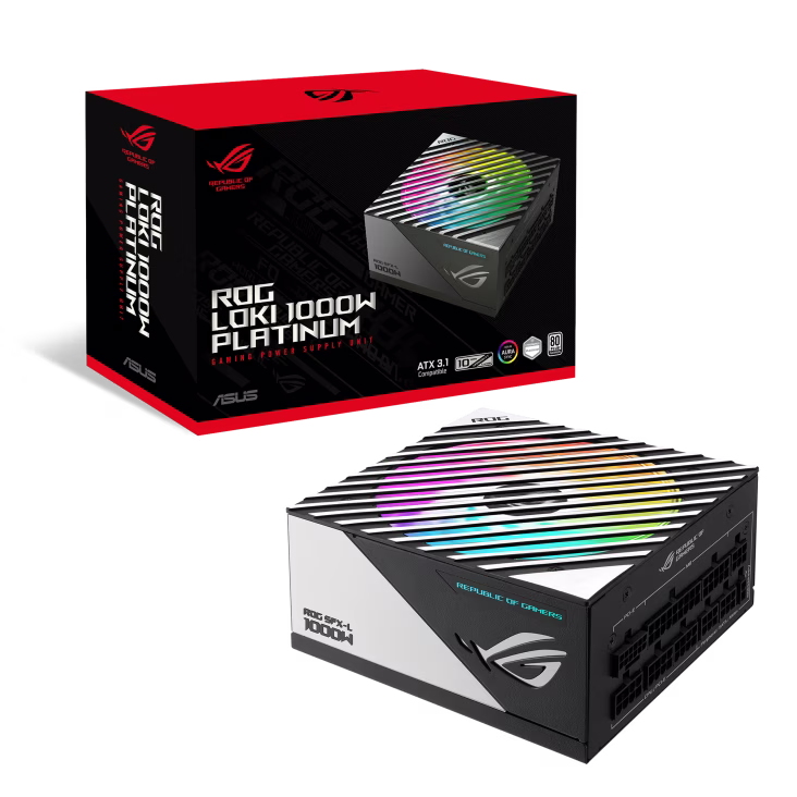 Asus Rog Loki SFX-L 1000W Power Supply Unit, 80 Plus Platinum, Fully Modular, PCIe Gen 5.0, 120mm ARGB-Illuminated Fan & Aura Sync, ROG Heatsinks, 0dB Fan Button, Black | 90YE00N1-B0NA00 – Buy Online