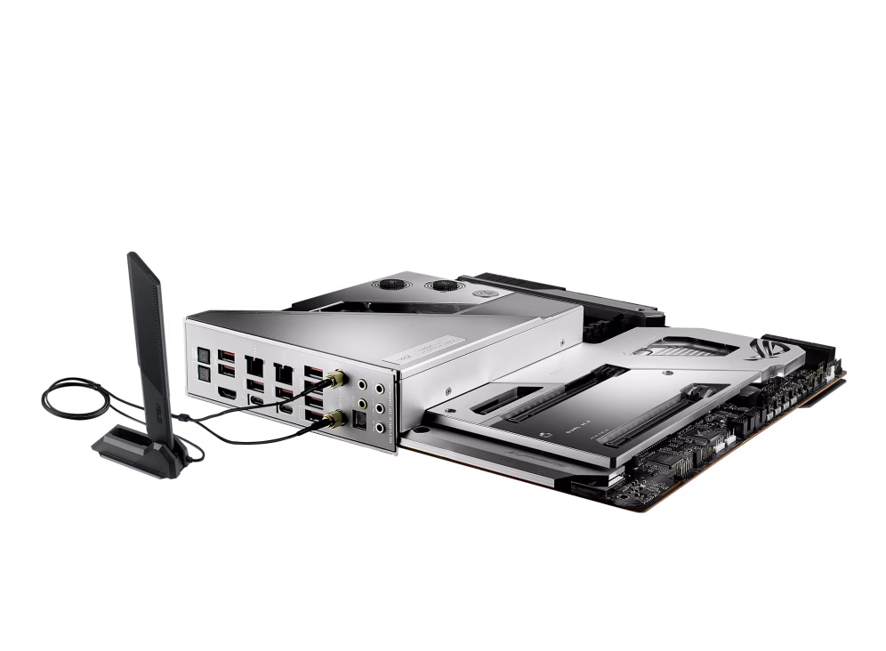 ASUS ROG Maximus XIII Extreme Glacial Intel Z590 EATX motherboard, 18+2 power stages, EK water block, 5x M.2 slots, Dual Thunderbolt 4, WiFi 6E, Aura Sync | 90MB1730-M0EAY0 thumbnail 2