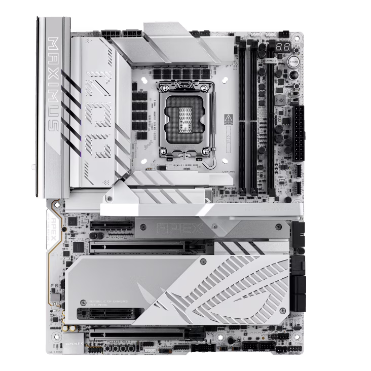 ASUS ROG MAXIMUS Z890 APEX  LGA1851 DDR5 Motherboard, 2x DIMM slots, max.128GB, DDR5 up to 9600+ MT/s (OC),  6x M.2 slots and 4 x SATA 6Gb/s, Wi-Fi 7, BT v5.4, White | 90MB1IP0-M0EAY0 thumbnail 2