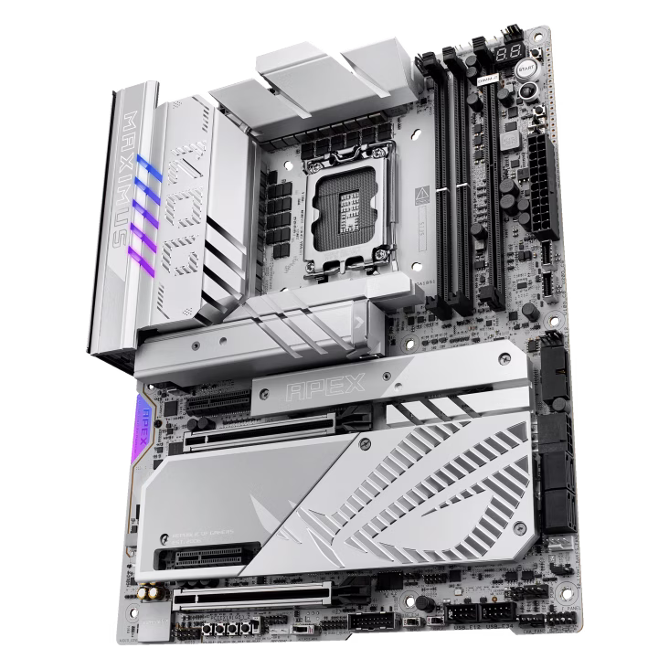 ASUS ROG MAXIMUS Z890 APEX  LGA1851 DDR5 Motherboard, 2x DIMM slots, max.128GB, DDR5 up to 9600+ MT/s (OC),  6x M.2 slots and 4 x SATA 6Gb/s, Wi-Fi 7, BT v5.4, White | 90MB1IP0-M0EAY0 thumbnail 3