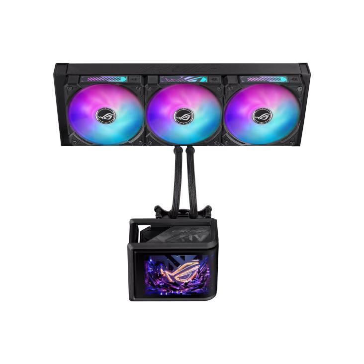ASUS ROG Ryuo IV SLC 360 ARGB AIO Gaming CPU Liquid Cooler, Curved Screen 6.67-inch 2K AMOLED, Sliding LCD Panel, 3D Visual Effects, 71.44 CFM Fan Air Flow, 36dB(A) Noise, Black | 90RC0151-B0EAY0 thumbnail 13