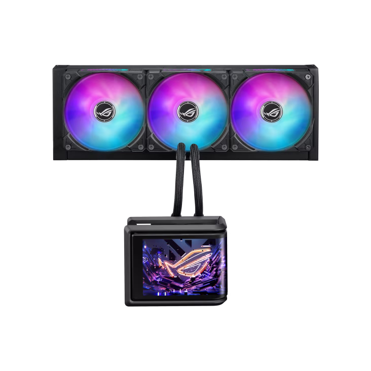 ASUS ROG Ryuo IV SLC 360 ARGB AIO Gaming CPU Liquid Cooler, Curved Screen 6.67-inch 2K AMOLED, Sliding LCD Panel, 3D Visual Effects, 71.44 CFM Fan Air Flow, 36dB(A) Noise, Black | 90RC0151-B0EAY0 thumbnail 4
