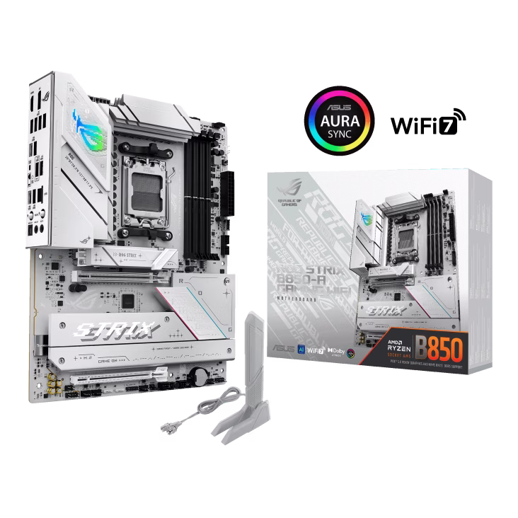 ASUS ROG Strix B850-A Gaming WiFi, AMD ATX Motherboard, 14+2+2 Power Stages, DDR5 Slot, PCIe 5.0 with Q-Release Slot, 4 M.2 Slots, WiFi 7 with WiFi Q-Antenna, AI Advisor, AI Networking II | 90MB1J50-M0EAY0 – Buy Online