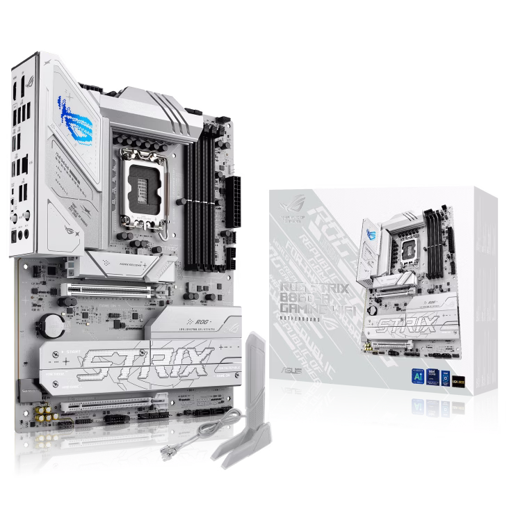 ASUS ROG STRIX B860-A GAMING WIFI LGA1851 ATX Motherboard,  4x DIMM slots, max. 256GB, DDR5, 4x M.2 slots and 4x SATA 6Gb/s ports, Wi-Fi 7, PCIe 5.0, USB4 (20Gbps) port, White  | 90MB1JI0-M0EAY0 – Buy Online