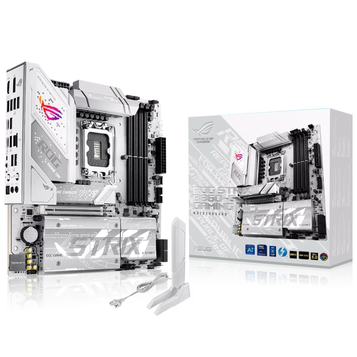 ASUS ROG STRIX B860-G GAMING WIFI DDR5 micro-ATX Motherboard,  4 x DIMM slots, max. 256GB, DDR5, GEN 5, 4 x M.2 slots and 4 x SATA 6Gb/s ports,  Thunderbolt 4, Wi-Fi 7, BT v5.4, White | 90MB1JF0-M0EAY0 – Buy Online