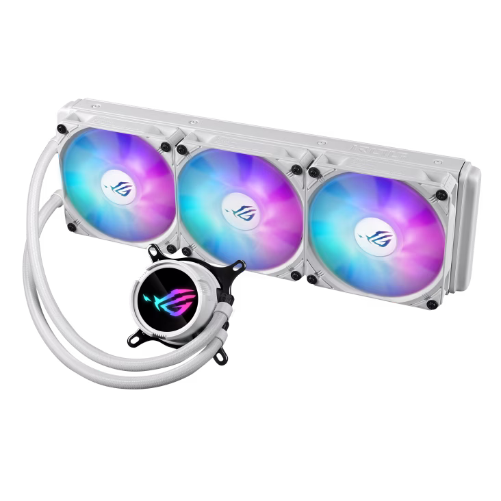 ASUS ROG Strix LC III 360 ARGB LCD CPU Liquid Cooling, 3x ROG STRIX AF-12S ARGB 120mm Fans, 2200 RPM Fan Speed, 70.38 CFM Air Flow, 360mm Radiator, 360?? Rotating ROG Logo, White | 90RC00W2-M0UAY0 thumbnail 2