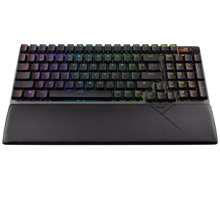 ASUS ROG Strix Scope II 96 Wireless Gaming Keyboard, Hot-Swappable, ROG Omni Receiver, UV-Coated ABS keycaps, Tri-Mode Connection, Arabic Layout, Black | 90MP037A-BKCA00 thumbnail 7