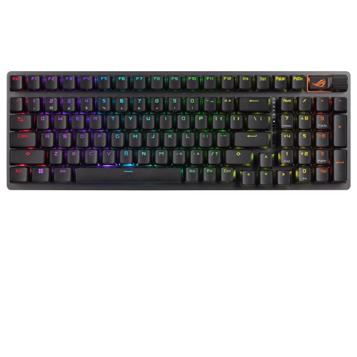 ASUS ROG Strix Scope II 96 Wireless Gaming Keyboard, Hot-Swappable, ROG Omni Receiver, UV-Coated ABS keycaps, Tri-Mode Connection, Arabic Layout, Black | 90MP037A-BKCA00 thumbnail 9