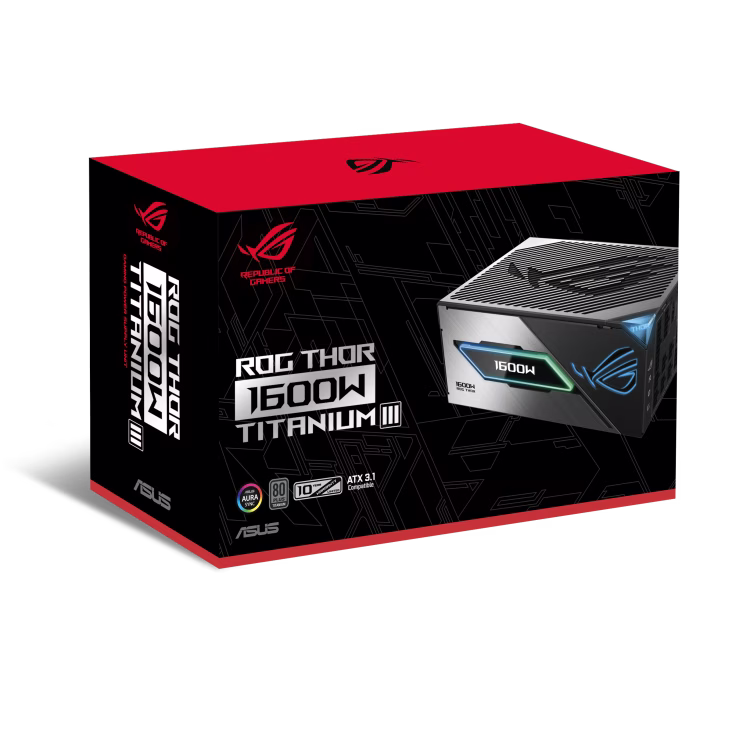 ASUS ROG THOR 1600W Titanium III ATX 3.1 Powersupply (PSU), PCIe Gen 5.1, GaN MOSFET, Magnetic OLED Display, 80 PLUS Titanium certified | 90YE00V1-B0NA00 thumbnail 3