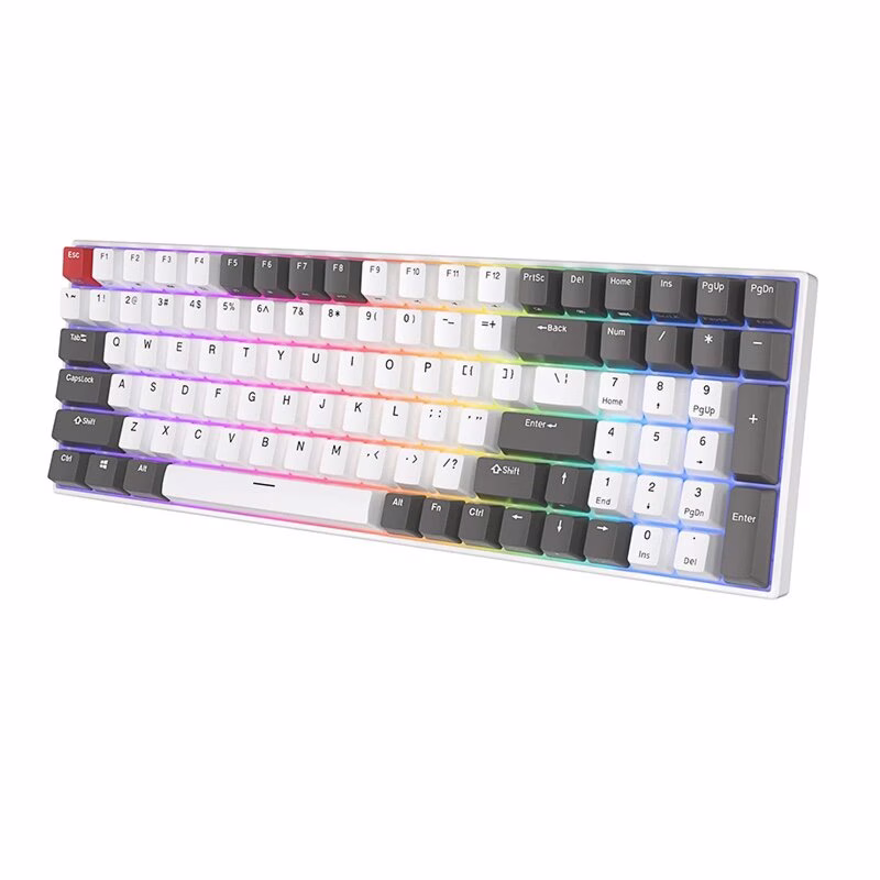 ROYAL Kludge RK100 Tri-Mode RGB Tri-mode Mechanical Gaming Keyboard, Blue Switch, White | RK100-ZR-Q – Buy Online