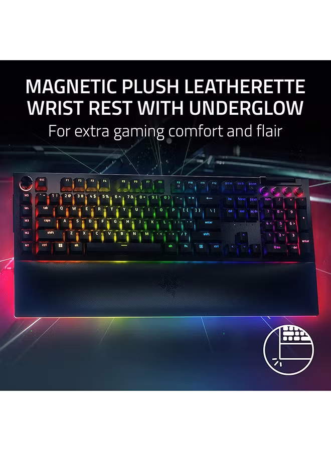 BlackWidow V4 Pro Wired Gaming Keyboard Green Mechanical Switches Tactile And Clicky Doubleshot Abs Keycaps Command Dial Programmable Macros Chroma Rgb Magnetic Wrist Rest | RZ03-04680100-R3M1 thumbnail 5