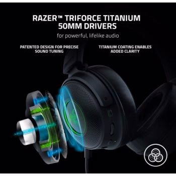 Razer Kraken V3 Pro Wireless Gaming Headset, With Haptic Technology, 50mm Drivers, THX Spatial Audio, 20 Hz-20 kHz Frequency Response, Oval Ear Cushions, Black | RZ04-03460100-R3M1 thumbnail 5