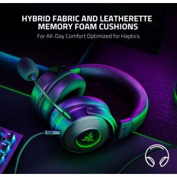 Razer Kraken V3 HyperSense Wired USB Gaming Headset, With Haptic Technology, TriForce Titanium 50mm Drivers, THX Spatial Audio, 32 ??? (1 kHz) Impedance, USB-A, Black | RZ04-03770100-R3M1 thumbnail 4