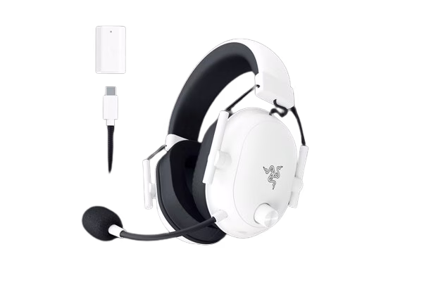 Razer BlackShark V2 HyperSpeed - White Wireless Ultra-Lightweight Esports Headset, 12 Hz ??? 28 kHz, Up to 70 hours, Unidirectional, Oval Ear Cushions, 280g Lightweight Design, Super Wideband Mic, TriForce Titanium 50 mm Drivers | RZ04-04960200-R3M1 thumbnail 3