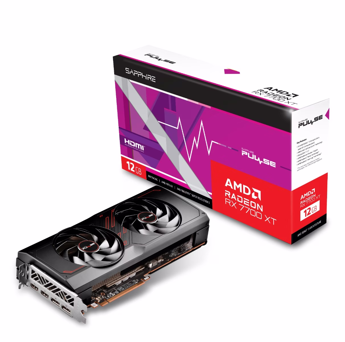 Sapphire Pulse AMD Radeon RX 7700 XT Gaming 12GB GDDR6 Dual HDMI&DP 192 bit 18Gbps Graphic card, Boost Clock Up to 2544 MHz, AMD Radeon Super Resolution, AMD Link, AMD FreeSync | 11335-04-20G thumbnail 4
