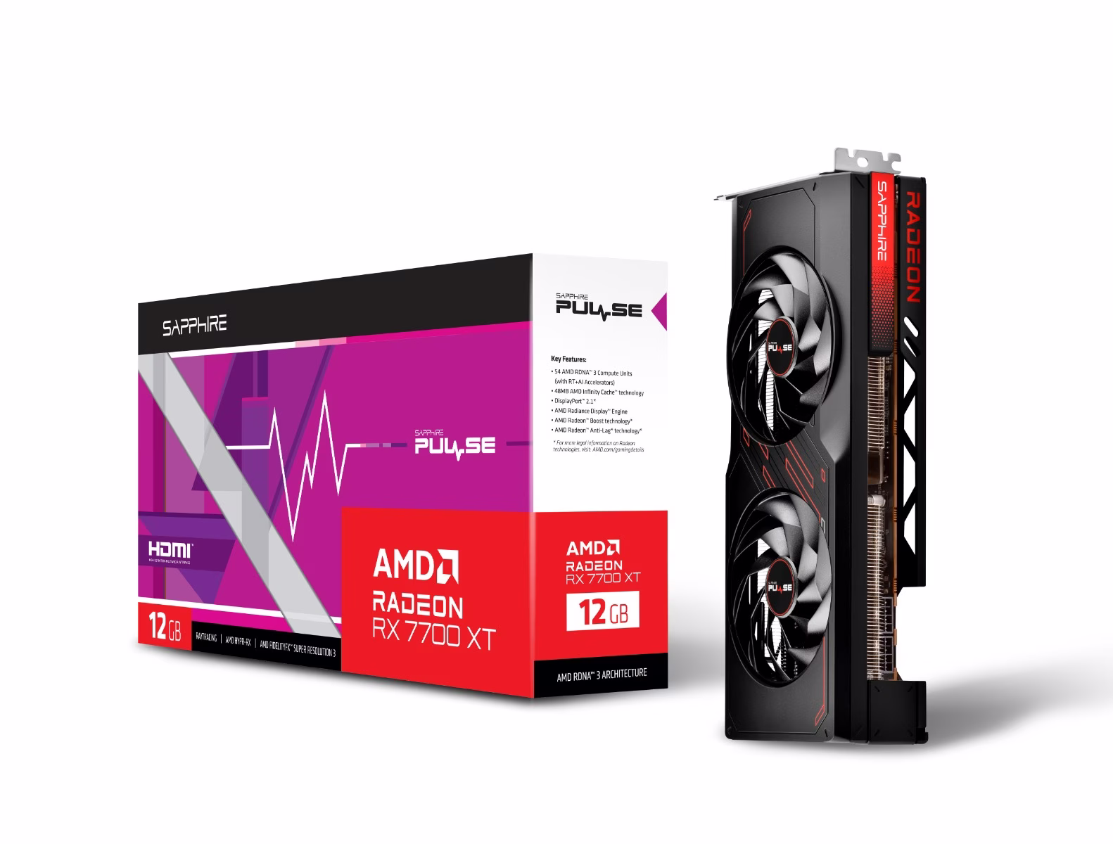 Sapphire Pulse AMD Radeon RX 7700 XT Gaming 12GB GDDR6 Dual HDMI&DP 192 bit 18Gbps Graphic card, Boost Clock Up to 2544 MHz, AMD Radeon Super Resolution, AMD Link, AMD FreeSync | 11335-04-20G thumbnail 3