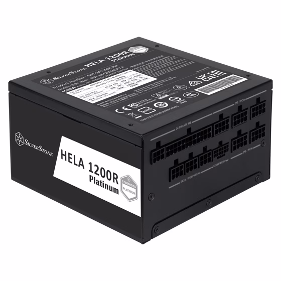 Silverstone Hela 1200R Fully Modular ATX Power Supply, Cybenetics Platinum, 1200W Max Output Power, Gen5 12VHPWR PCIe Connector, 135mm Silent FDB Fan, Active PFC, Black | SST-HA1200R-PM thumbnail 2