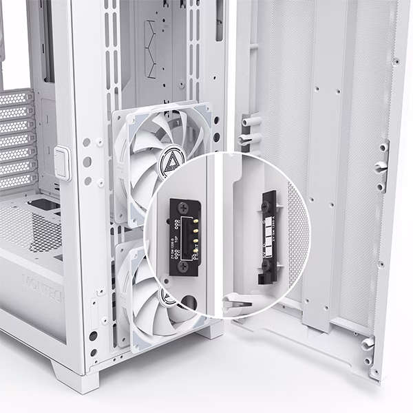 Montech SKY ONE LITE Frost White High-End Budget ATX, Exceptional ARGB Lighting Show, Air Performance Fine Mesh, USB TYPE-C Port, All-Around Anti-Dust Design, 3x High Airflow Fans Pre-Installed, Easy Swivel Glass Side Panel | SKY ONE LITE thumbnail 5