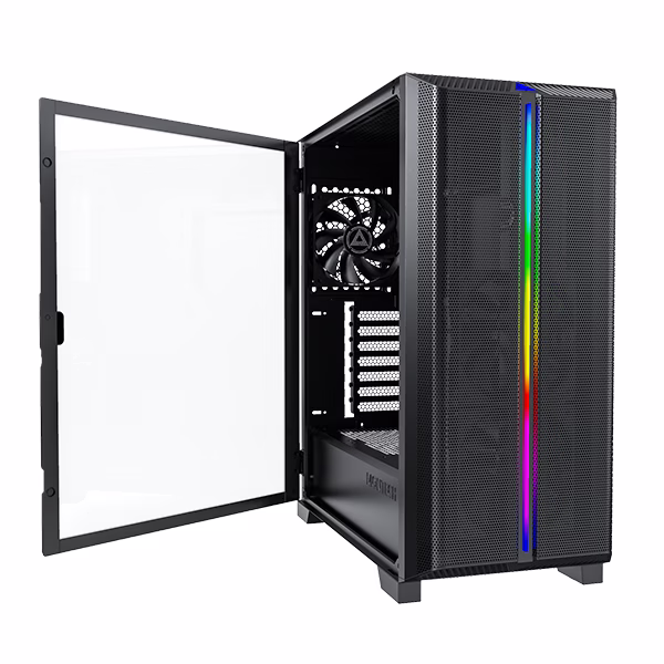 Montech SKY ONE LITE High-End Budget ATX Case, USB TYPE-C Port,  "Air Performance Fine Mesh" Front Panel, All-Around Anti-Dust Design, 3x High Airflow Fans Pre-Installed, Easy Swivel Glass Side Panel, Black | SKY ONE LITE thumbnail 8