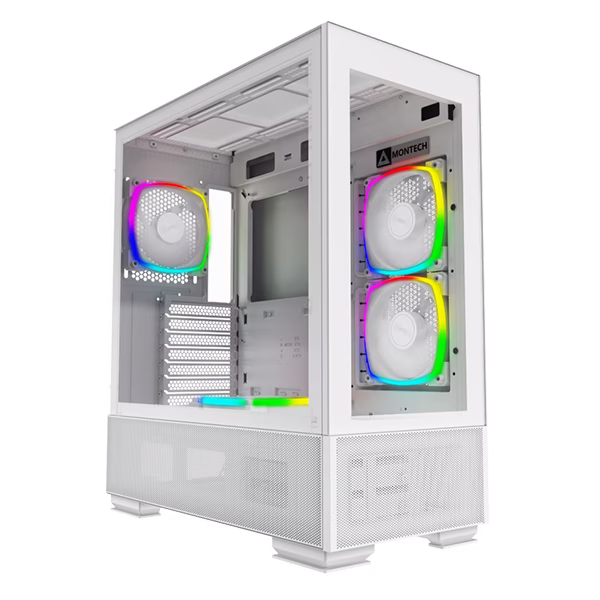 Montech Sky Two aRGB ATX Mid Tower Computer Cases, Up to 360mm Radiator Support, 4x Preinstalled PWM Fans, Side & Bottom Dust Filter, Built-In Cable Management, White | SKY TWO WH – Buy Online