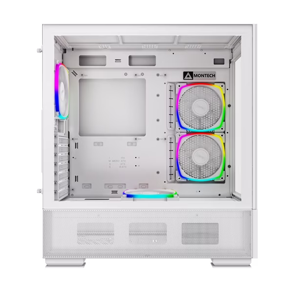 Montech Sky Two aRGB ATX Mid Tower Computer Cases, Up to 360mm Radiator Support, 4x Preinstalled PWM Fans, Side & Bottom Dust Filter, Built-In Cable Management, White | SKY TWO WH thumbnail 5