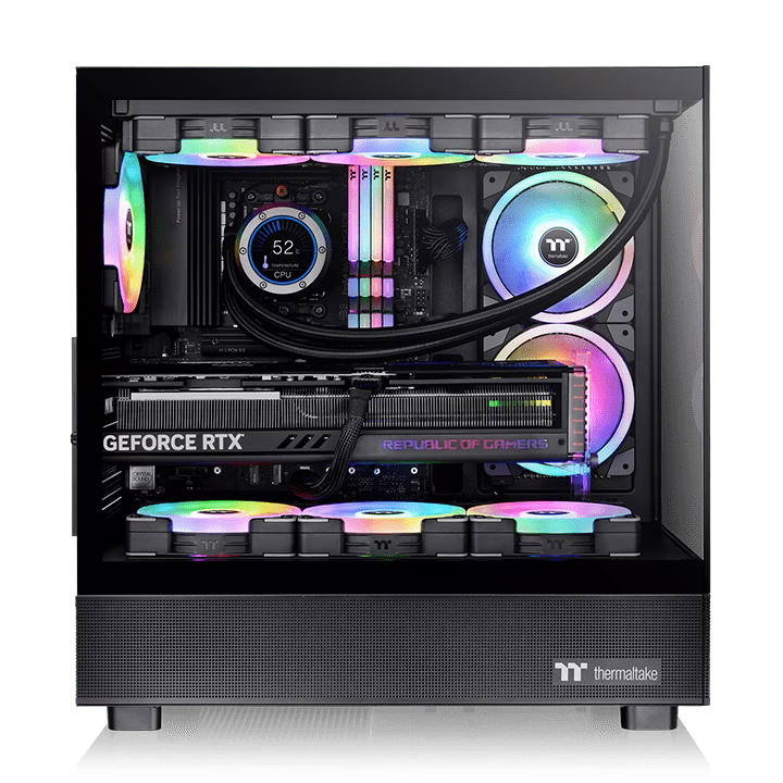 Thermaltake View 270 TG ARGB  Mid Tower E-ATX Case, Preinstalled 1 x CT140 ARGB Fans, 360MM Radiator Support, 2x Tempered Glass on Front and Side, Black | CA-1Y7-00M1WN-03 thumbnail 6