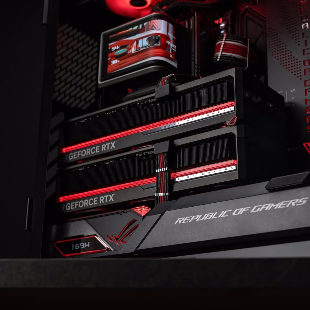 Ultimate ROG Hyperion Workstation PC: AMD Ryzen 9 9950X3D + Dual ROG ASTRAL RTX 5090 OC 32GB, 96GB DDR5 6000MHz, 8TB NVMe PCIe 4.0 SSD, 360mm AMOLED AIO, 1600W Titanium, WiFi 7, AI Features thumbnail 2