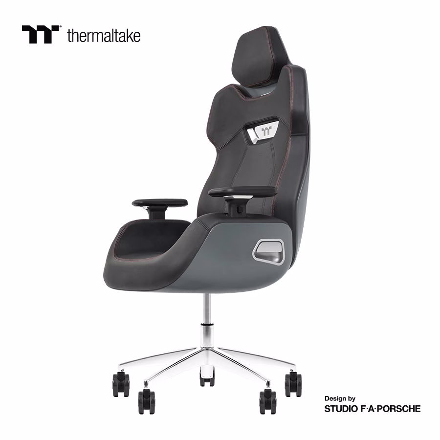 Thermaltake Argent E700 Real Leather Gaming Chair, Design by Studio F. A. Porsche, 4D Adjustable Armrests, Wire-Control Mechanism, 4 Gas Lift-Space Gray thumbnail 5