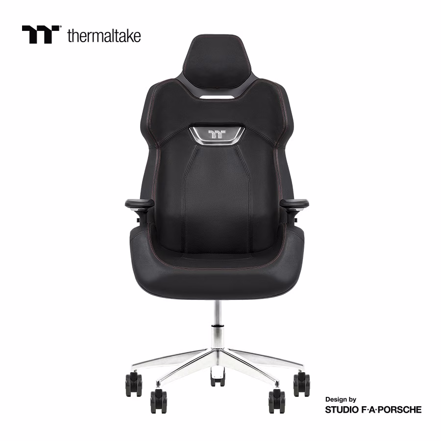 Thermaltake Argent E700 Real Leather Gaming Chair, Design by Studio F. A. Porsche, 4D Adjustable Armrests, Wire-Control Mechanism, 4 Gas Lift-Space Gray image