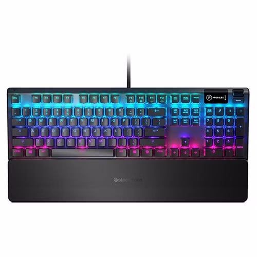 SteelSeries Apex 5 Hybrid Mechanical Gaming Keyboard with OLED Smart Display, Tactile & Clicky (Hybrid Blue), Black | 64532 – Buy Online