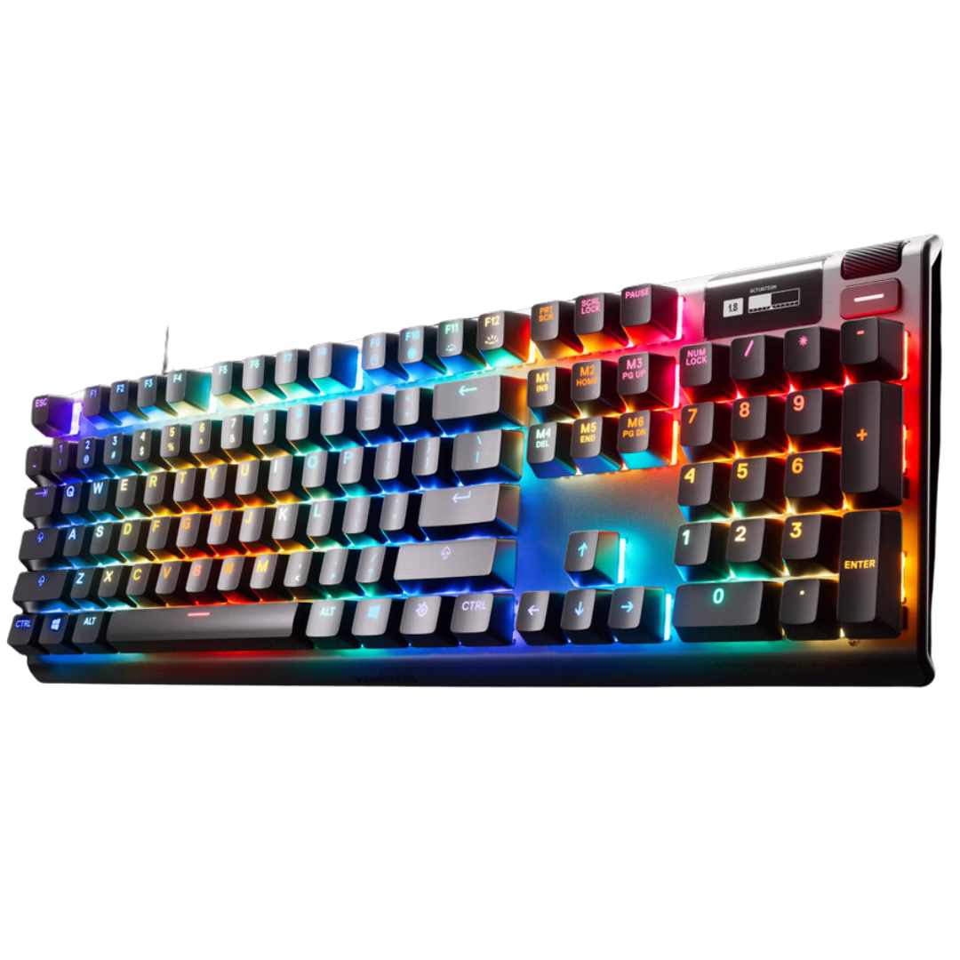 Steelseries Apex Pro Adjustable Mechanical Switch Gaming Keyboard, Magnetic Wrist Rest, OmniPoint 2.0 Adjustable HyperMagnetic switches,  20x faster actuation, 11x faster response, 2-IN-1 ACTION KEYS, USB Passthrough, OLED Smart Display, Black | US 64626 thumbnail 2