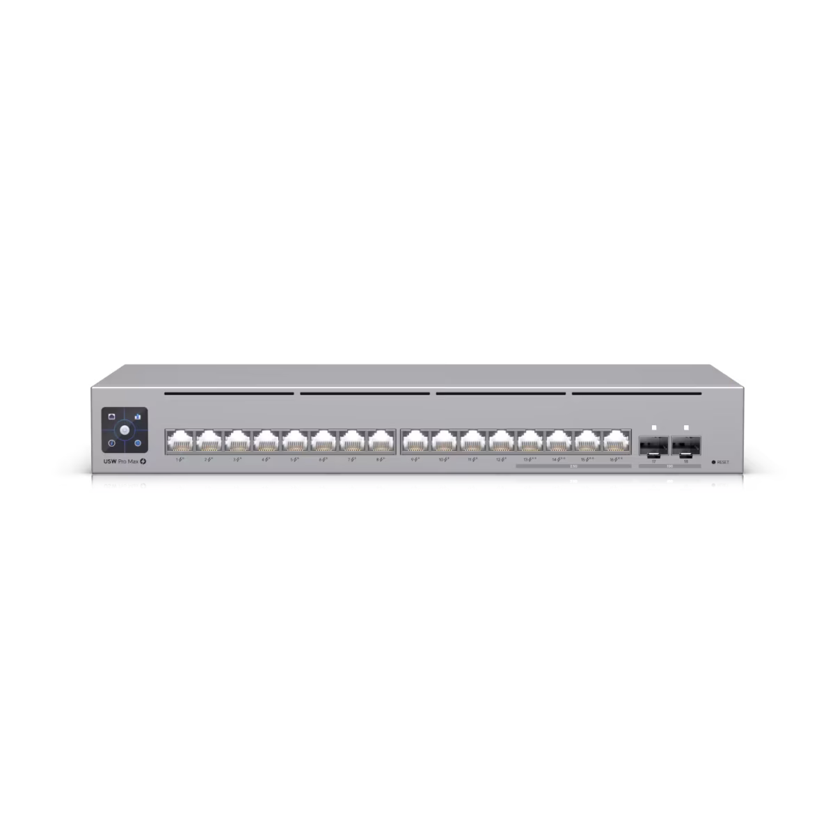 Unifi Pro Max 16 PoE 16-port, Layer 3 Etherlighting switch, 2.5 GbE, PoE++ output, Versatile Mounting options | USW-Pro-Max-16-PoE (180W) image