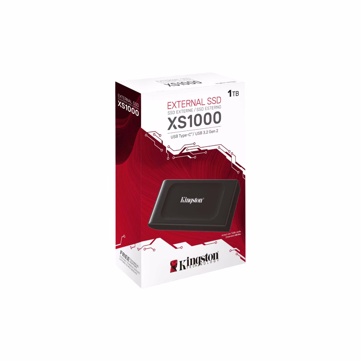 Kingston XS1000 External SSD, 1TB Capacity, 1050MB/s Read, 1000MB/s Write, USB-C to USB-A Cable, USB 3.2 Gen 2, Metal + Plastic Casing Material, Black | SXS1000/1000G thumbnail 2