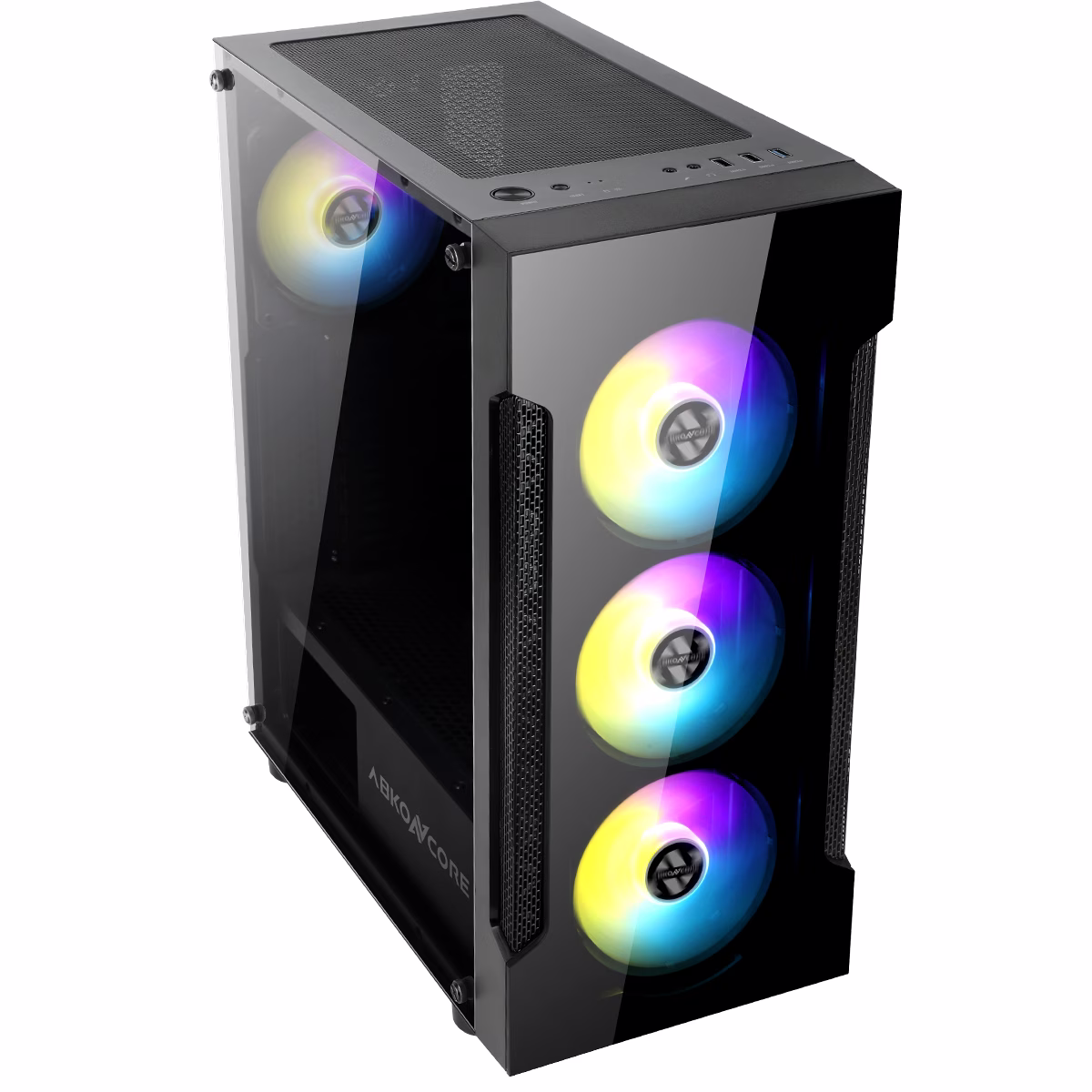 ABKONCORE T250 Middle Tower Gaming Case, 4x Fixed ARGB Fans, Tempered Glass, ARGB V2 Controller thumbnail 7