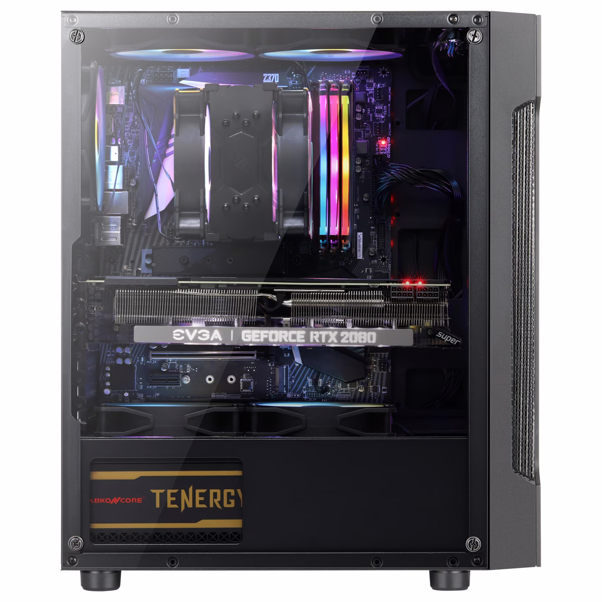 ABKONCORE T250 Middle Tower Gaming Case, 4x Fixed ARGB Fans, Tempered Glass, ARGB V2 Controller thumbnail 9