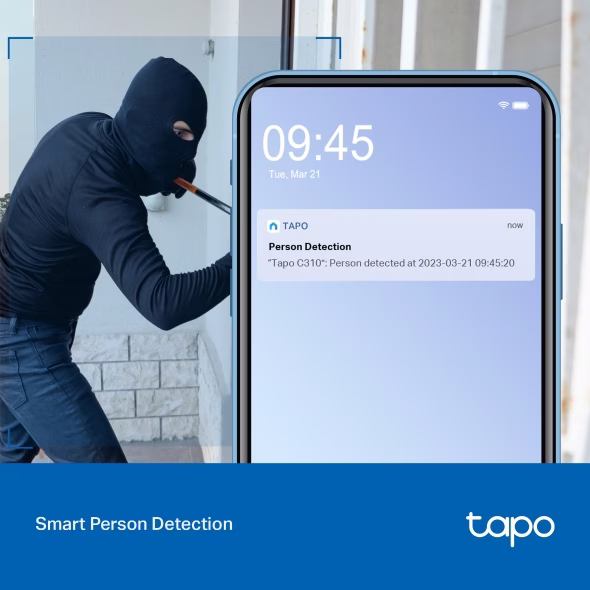 tp-link Tapo Outdoor Security Wi-Fi Camera, Ultra-High-Definition Video, Wired or Wireless Networking, Advanced Night Vision, Motion Detection and Notifications (AI), Sound and Light Alarm, Two-Way Audio, up to 512 GB, Voice Control | Tapo C310 V2.2 thumbnail 5