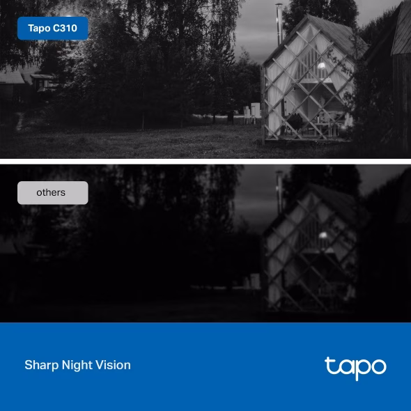tp-link Tapo Outdoor Security Wi-Fi Camera, Ultra-High-Definition Video, Wired or Wireless Networking, Advanced Night Vision, Motion Detection and Notifications (AI), Sound and Light Alarm, Two-Way Audio, up to 512 GB, Voice Control | Tapo C310 V2.2 thumbnail 6