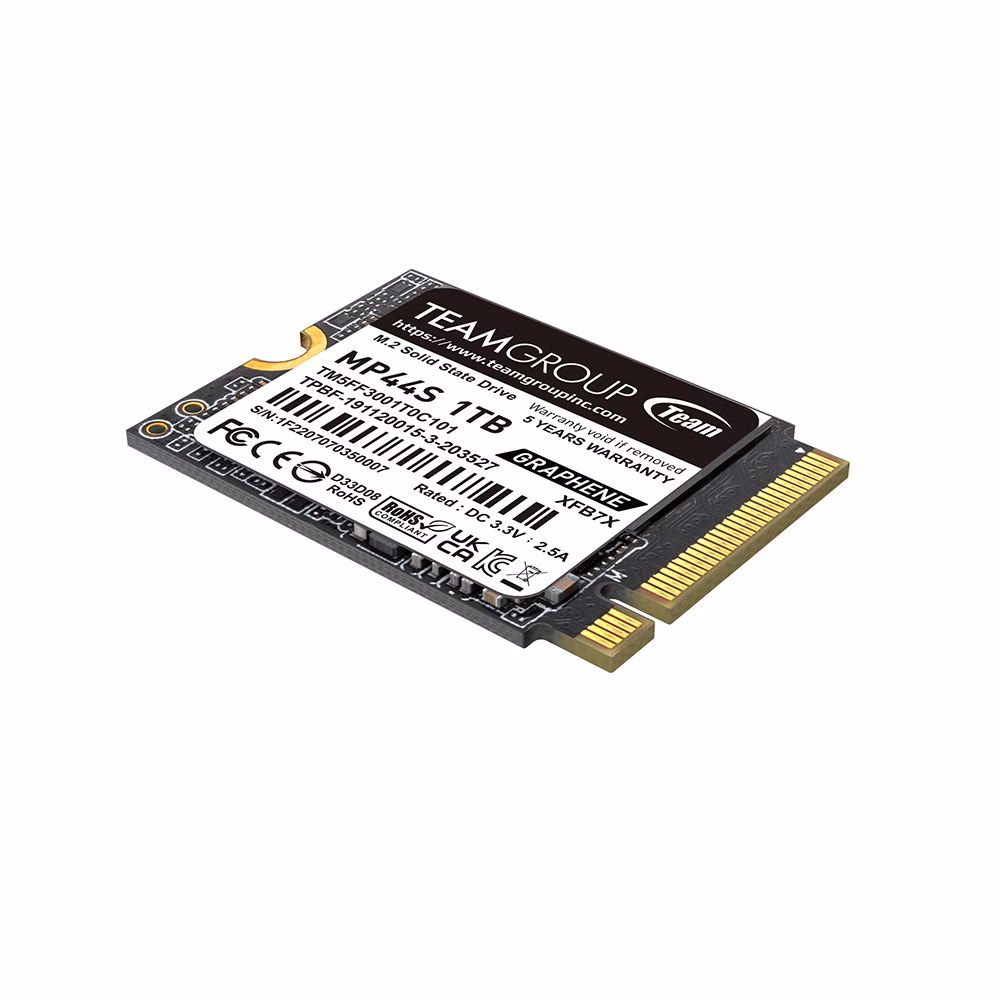 Team Group MP44S M.2 2230 1TB PCIe 4.0 x4 with NVMe, STEAM Deck Compatible, Internal Solid State Drive (SSD) | TM5FF3001T0C101 image