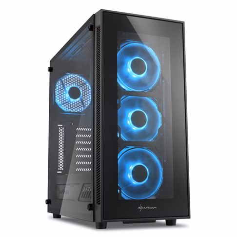 Sharkoon TG5 Glass ATX MIDI Tower Case, 3x 120 mm LED fan Pre-Installed, Tempered glass 4 mm, Blue | 4044951020584 thumbnail 5