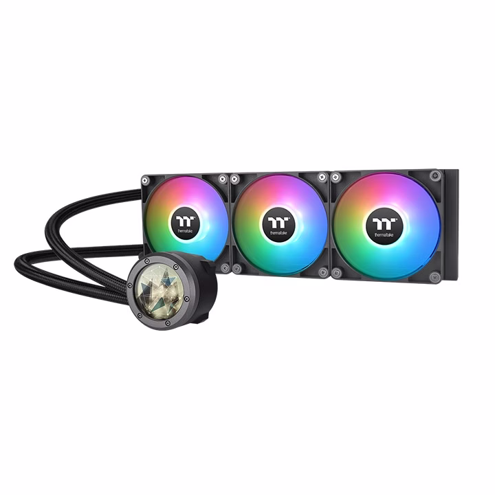 Thermaltake TH360 V2 Ultra ARGB Sync All-In-One Liquid Cooler, 480 x 480 resolution LCD Display, 3x CT120 ARGB fans, Black | CL-W384-PL12SW-A image