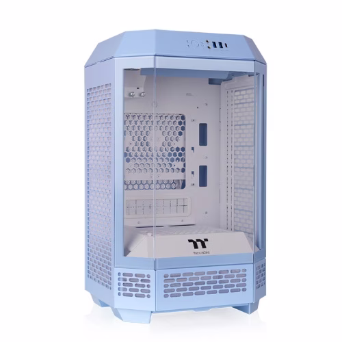 Thermaltake Tower 250 Hydrangea Blue Mini Mini Tower Case, Tempered Glass, 2x Pre-installed CT120 Fans, MoBo Supports Mini ITX, Radiator Upto 360mm, Blue | CA-1Z9-00SFWN-00 image